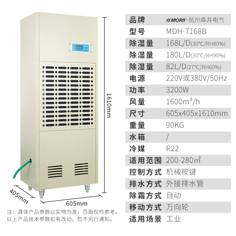 除濕機MDH-7168B 新款MORII森井工業(yè)除濕機 參數(shù) 圖片